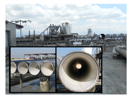 mortar lined pipe ready for lining removal